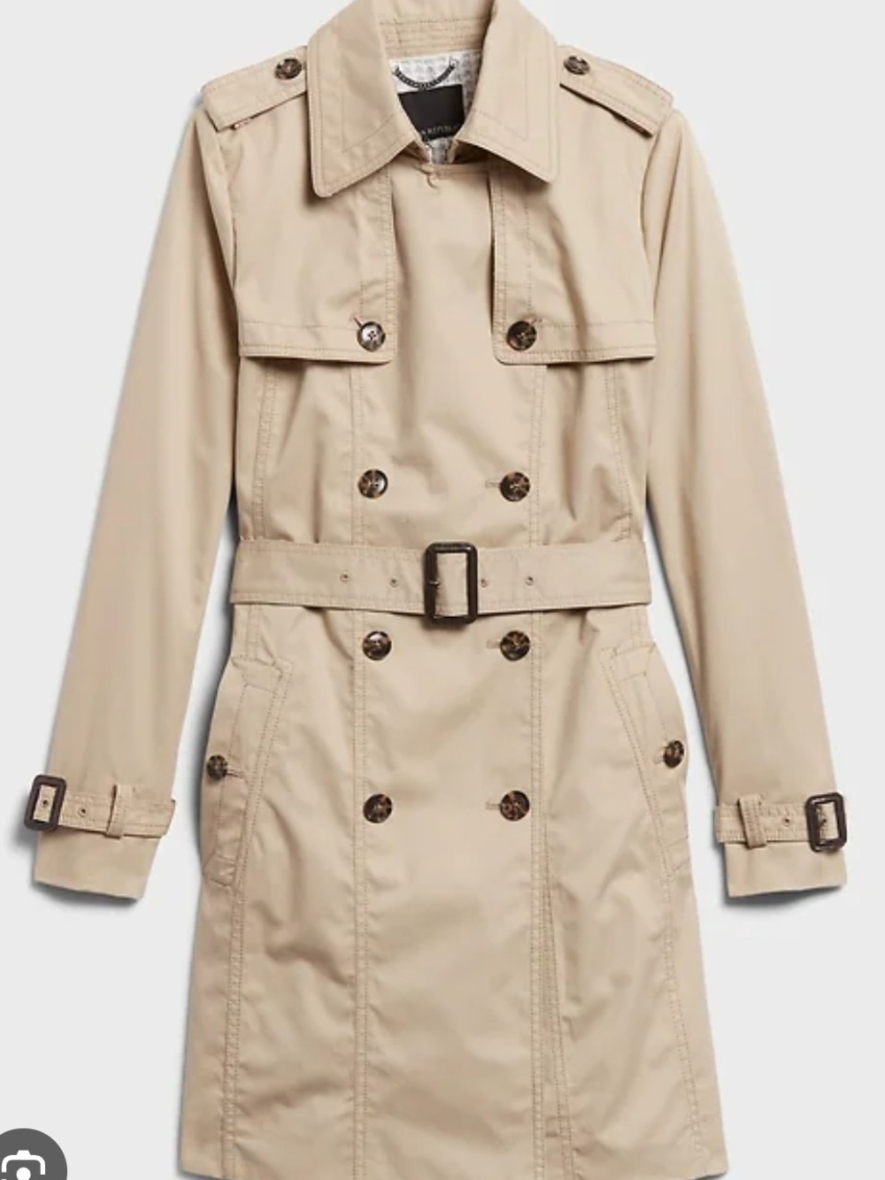 Banana Republic Neutral Tan Double-Breasted Trench with Belt